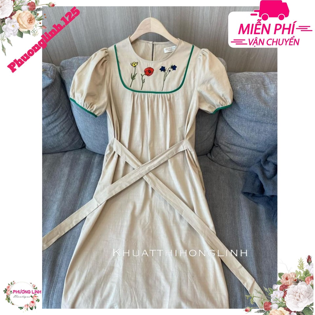 VÁY XÒE THÊU HOA VIỀN XANH CHO NỮ | BigBuy360 - bigbuy360.vn