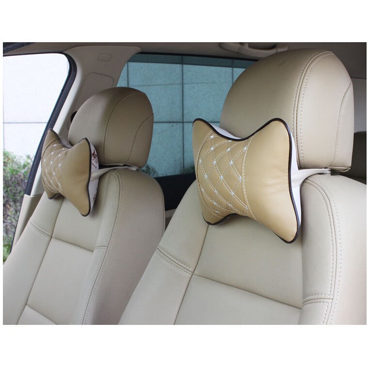 Combo 2 gối da hình xương cá tựa đầu ô tô xe hơi HÌNH CHỤP THẬT | BigBuy360 - bigbuy360.vn