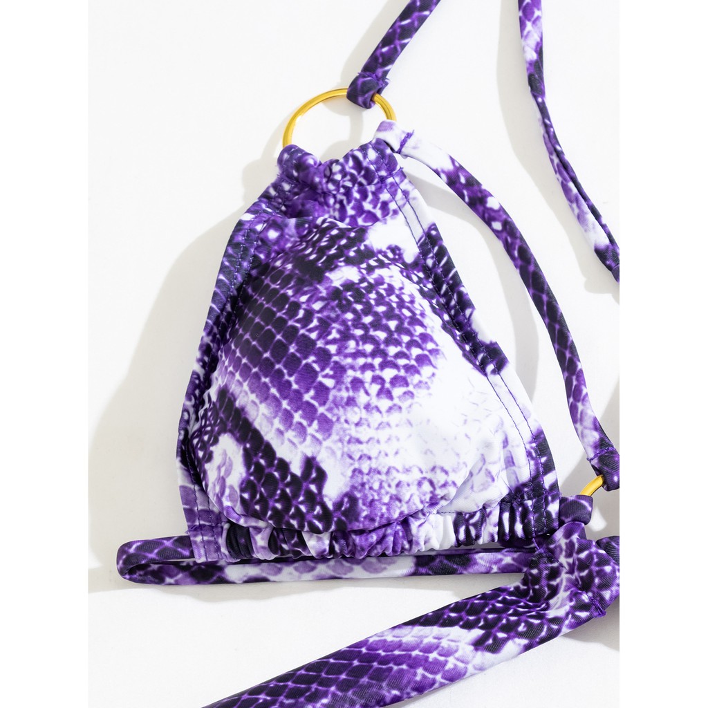 [BKN1268] &lt;ÂU&gt; SET BIKINI DA RẮN TÍM MIX KHUY TRÒN
