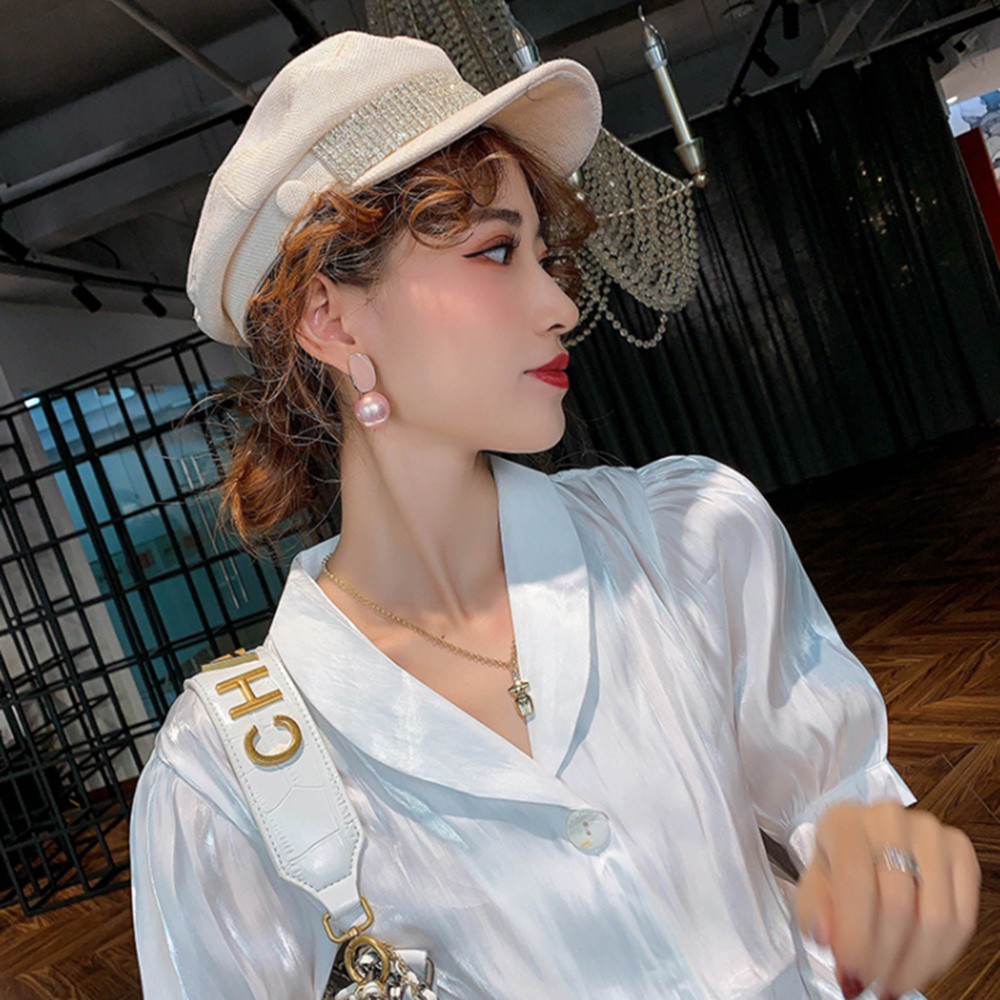 Khuyên Tai Dáng Dài Bằng Hợp Kim Đính Ngọc Trai Nhiều Màu Thời Trang Hàn Quốc Cho Nữ