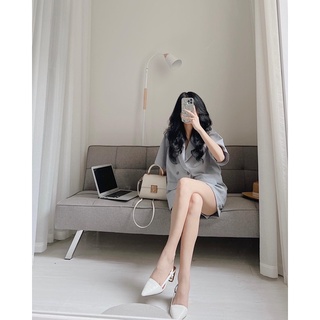 Set blazer cộc tay 4 khuy kèm quần Samhyewear Thời Trang Nữ