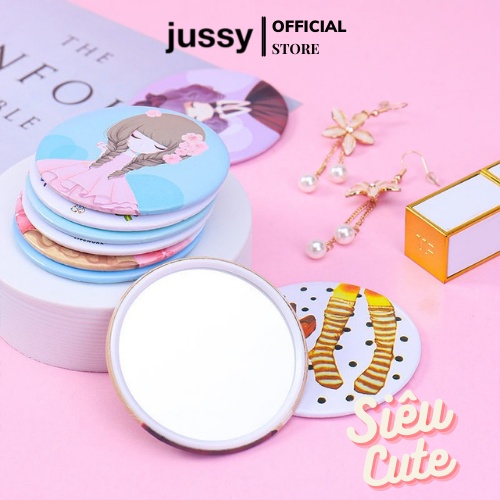 Gương Trang Điểm Mini icon hoạt hình siêu Cute Hàn Quốc Jussy Fashion Gương Để Bàn Nhỏ Gọn Tiện Lợi Dể Mang Bên Người