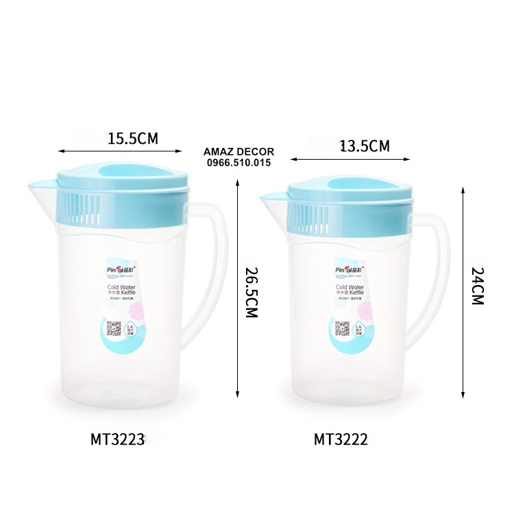 Giá Sỉ Bình ca đ𝗼𝗻𝗴 𝗻𝗵𝘂̛̣𝗮 chia vạch định lượng 2400ml(2,4lít) - 3500ml(3,5lít) dày dặn đẹp giá rẻ có nắp