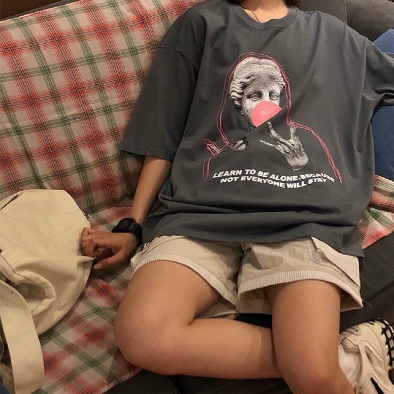 Áo thun phông nam nữ PINK tay lỡ form rộng HEATHANS Unisex