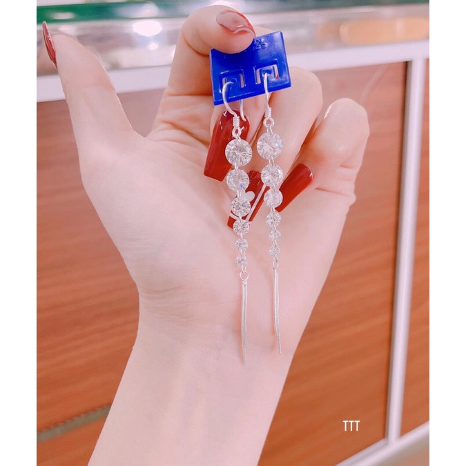 BÔNG TAI TREO ĐÁ DÁNG DÀI CỰC SANG CHẢNH BẠC TA