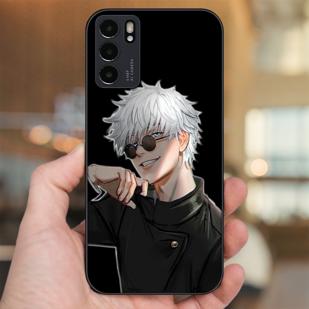 Ốp lưng Oppo Reno 6 5G viền đen in hình Satoru Jujutsu Kaisen