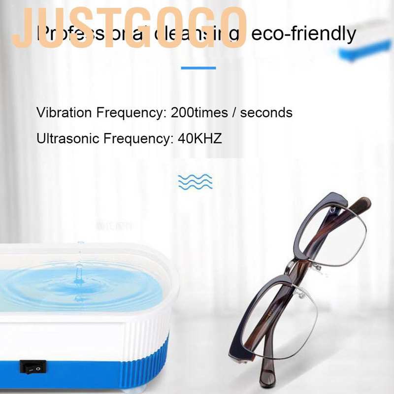 Justgogo Portable Ultrasonic Cleansing Machine Optical Glasses Contact Lens Cleaner 40kHz