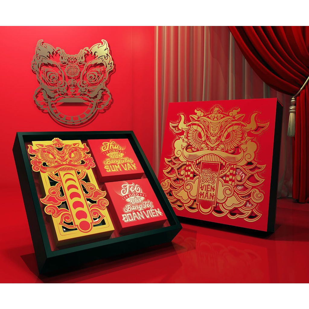 Bộ Hộp đựng Bánh Trung Thu 4 bánh mẫu 2021