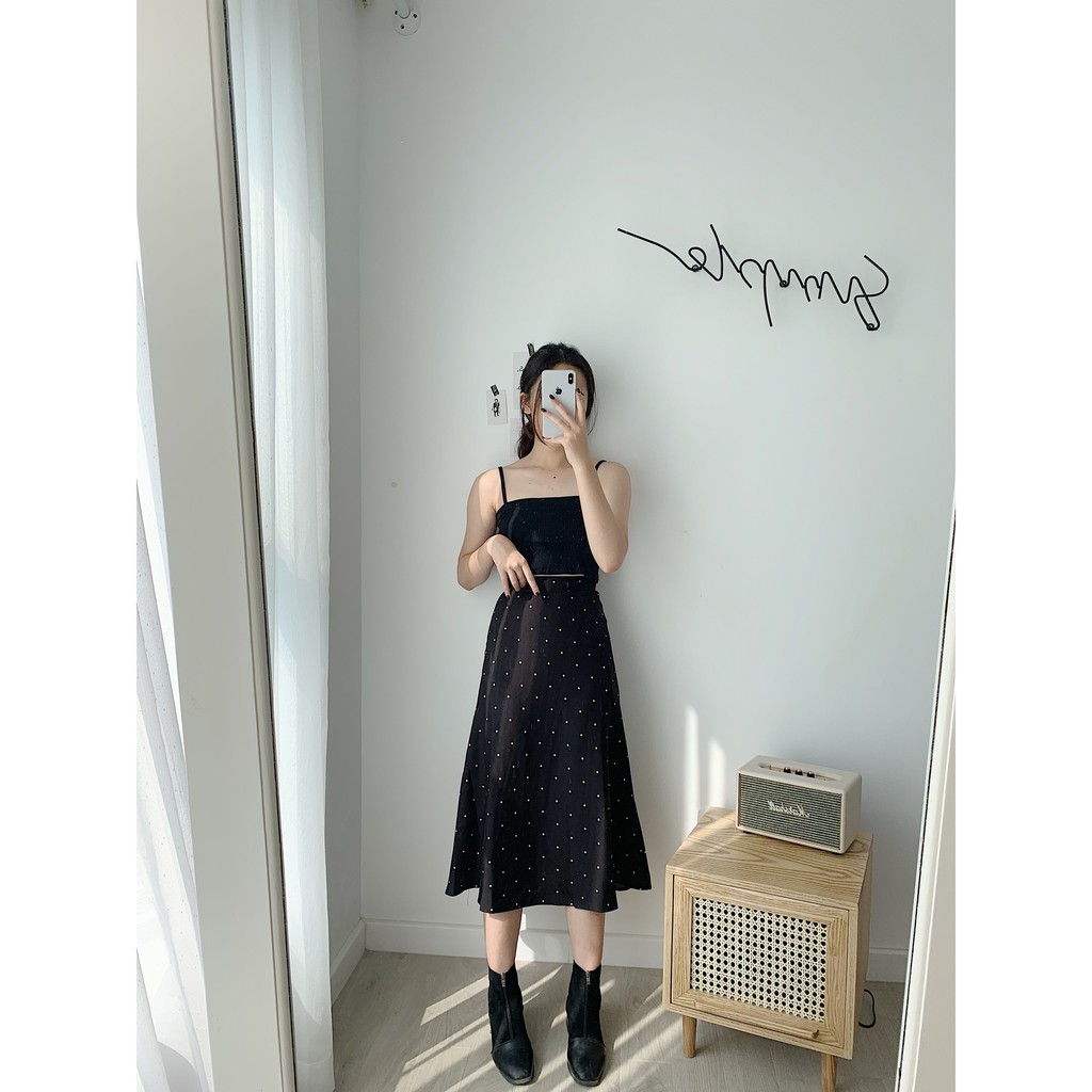 Chân váy chấm bi 6963 - Đen SK40 1994closet