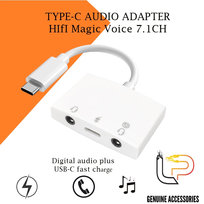 Cáp chuyển USB Type-C ra sound 7.1 - bộ chuyển đổi cổng usb Type-C sang Audio và mic kèm nguồn