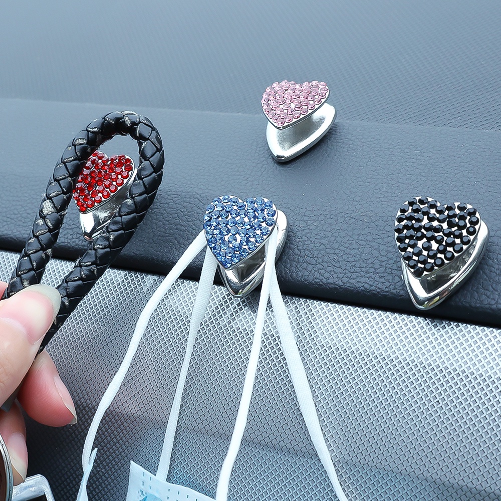 Bộ 2/5 Móc Treo Đồ Mini Kiểu Hoạt Hình Đính Đá Sáng Lấp Lánh Gắn Sau Ghế Ngồi Xe Hơi