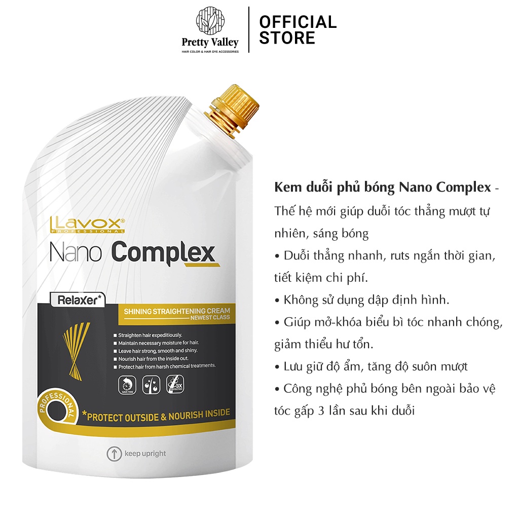 Kem duỗi tóc phủ bóng Lavox Nano Complex Thế hệ mới giúp duỗi tóc thẳng mượt tự nhiên, sáng bóng - Pretty Valley Store