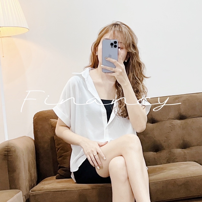 Áo sơ mi nữ tay ngắn cánh dơi màu pastel Hàn quốc chất lụa mềm mại FINANCY AT11