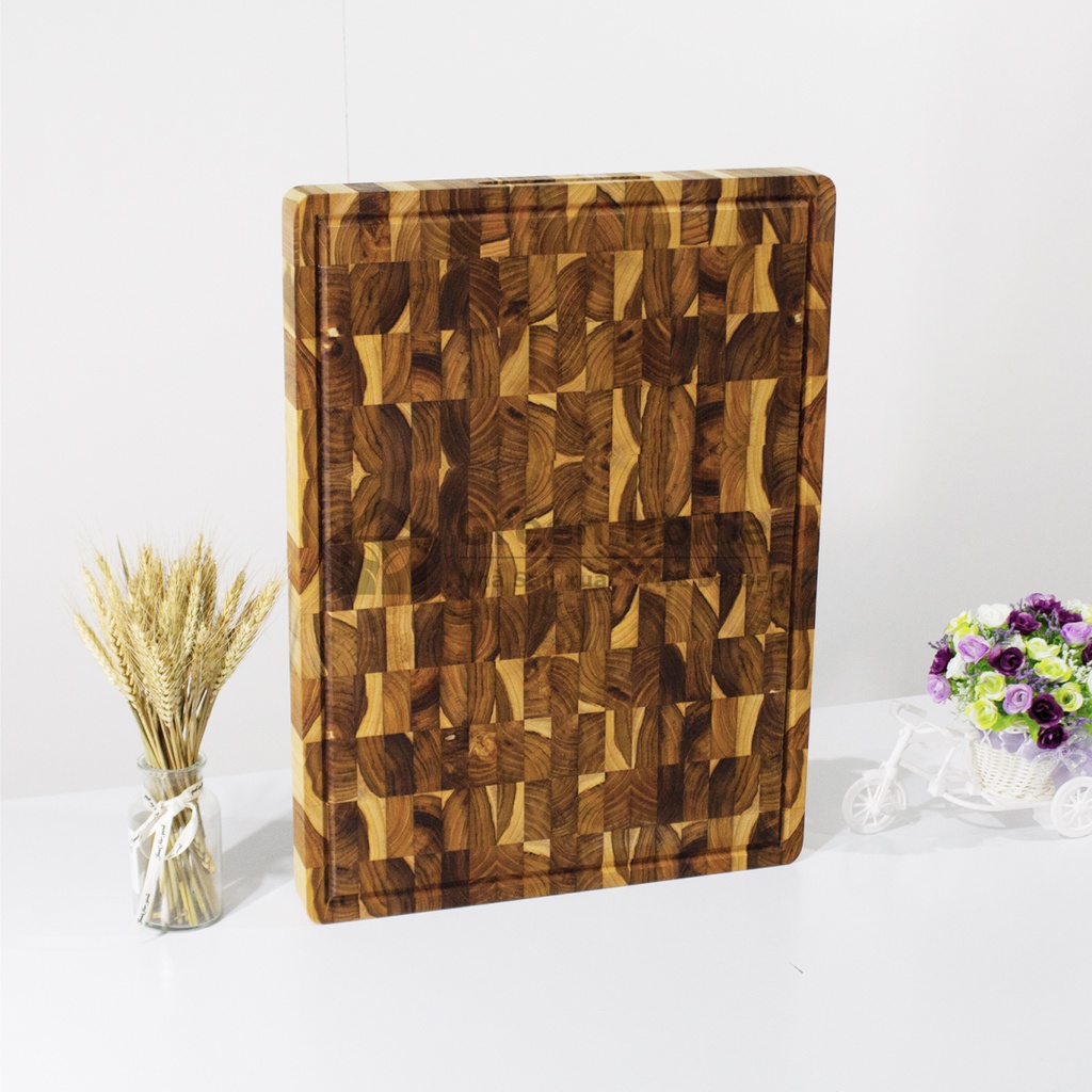 Thớt gỗ Teak size lớn kích thước 54x40x4.5cm dành cho đầu bếp chặt thái độ dày lên tới 4.5cm