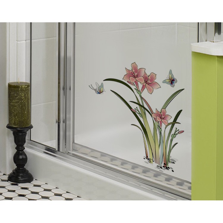 Decal trang trí Kính Cao Cấp - Hoa Ly Đỏ ( 60x58 )