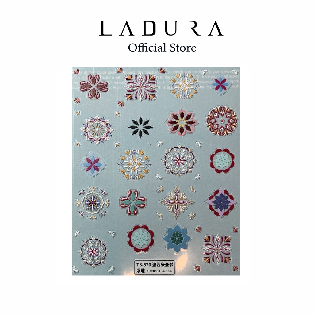 Sticker nail lụa thổ cẩm 5D LADURA