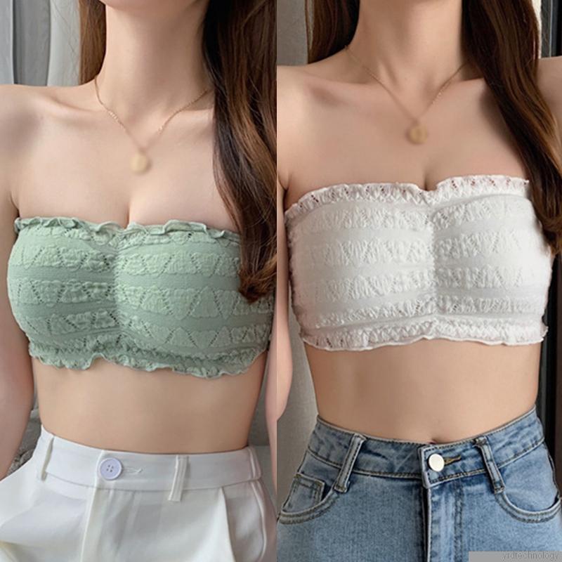 Áo lót kiểu áo ống mềm không đường may phối ren quyến rũ dành cho nữ