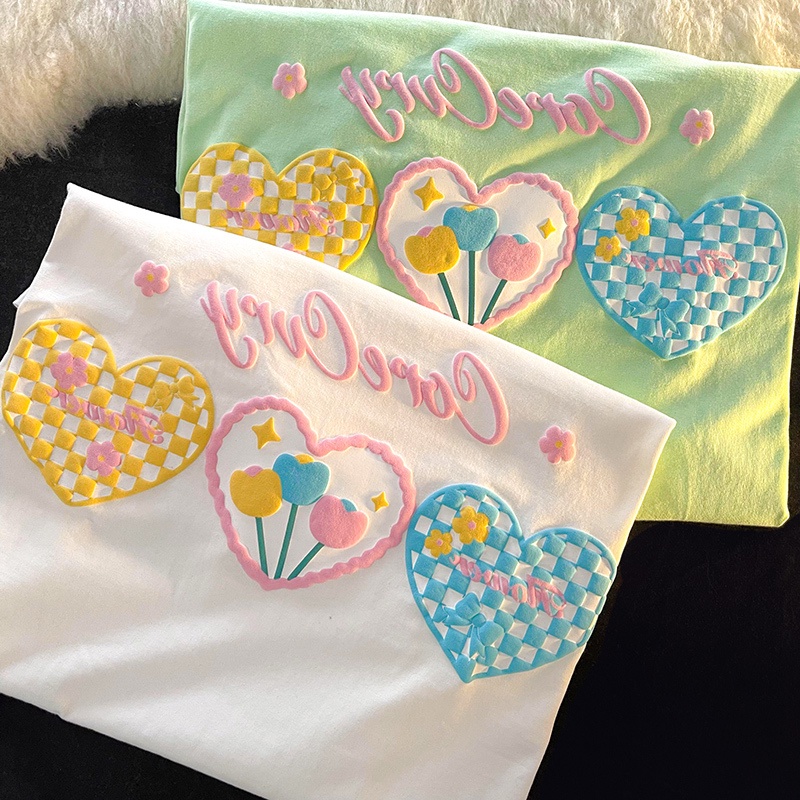 Áo thun ZHELIHANGFEI tay ngắn in họa tiết oversize thời trang cho nữ