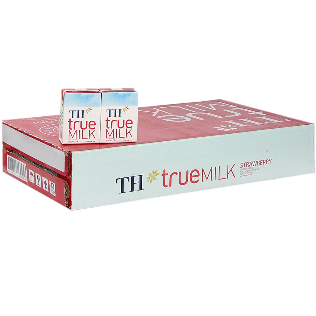 [CHÍNH HÃNG] Sữa Tươi Tiệt Trùng TH True Milk Hương Dâu Thùng 48 Hộp x 110ml