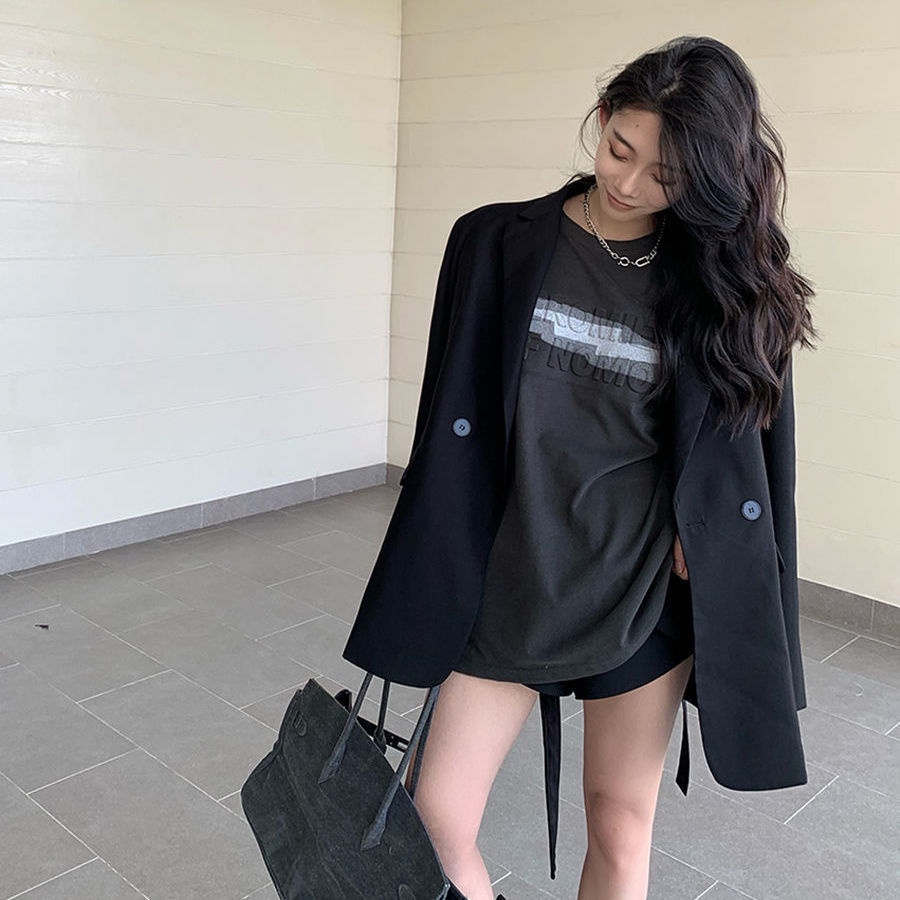 Áo Thun Tay Ngắn Dáng Rộng In Chữ Màu Xám Đậm Thời Trang Mùa Hè Hàng Mới Dành Cho Bạn Nữ 2021