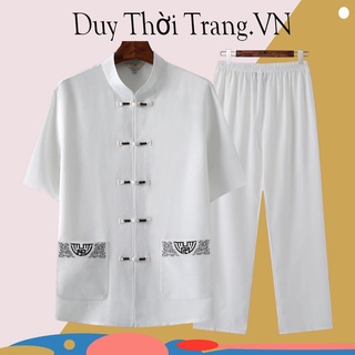 Bộ đũi nam cổ tàu, chất liệu vải co giãn thoáng mát, lựa chọn thích hợp cho ngày hè nóng lực