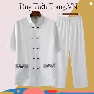 Bộ đũi nam cổ tàu, chất liệu vải co giãn thoáng mát, lựa chọn thích hợp cho ngày hè nóng lực