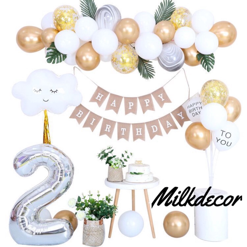 Bộ Bóng Bay Trang Trí Sinh Nhật Tự Làm - Tông Vàng Sang Trọng MS0231