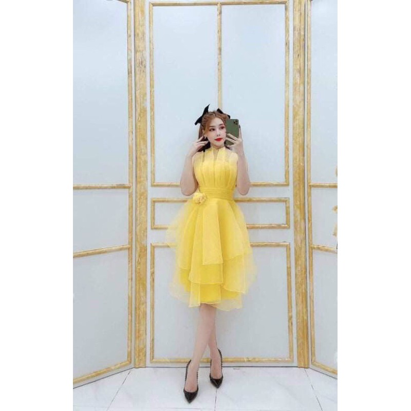 đầm cúp bo eo xoè 3 tầng( ẢNH VÀ VIDEO THẬT 1000% )