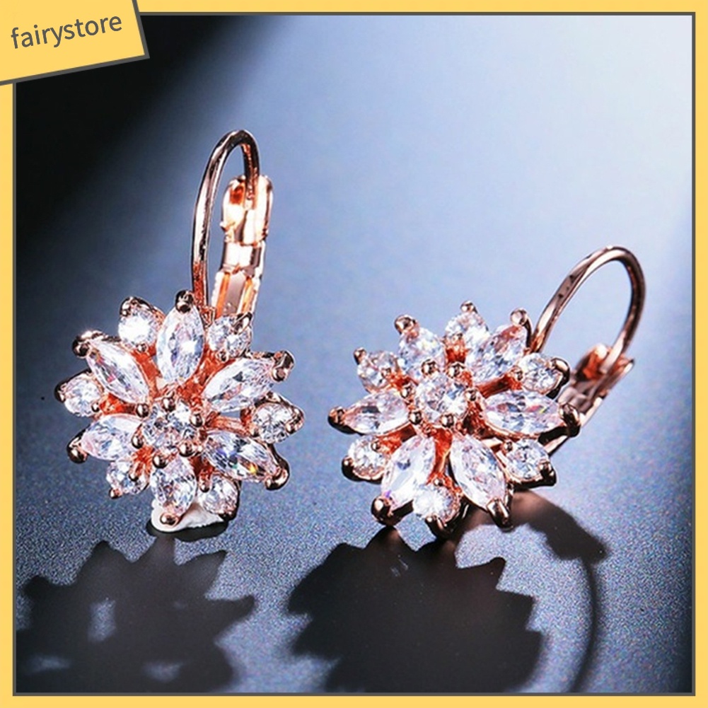 Bông Tai Nữ Đính Đá Zircon Hình Hoa Hướng Dương