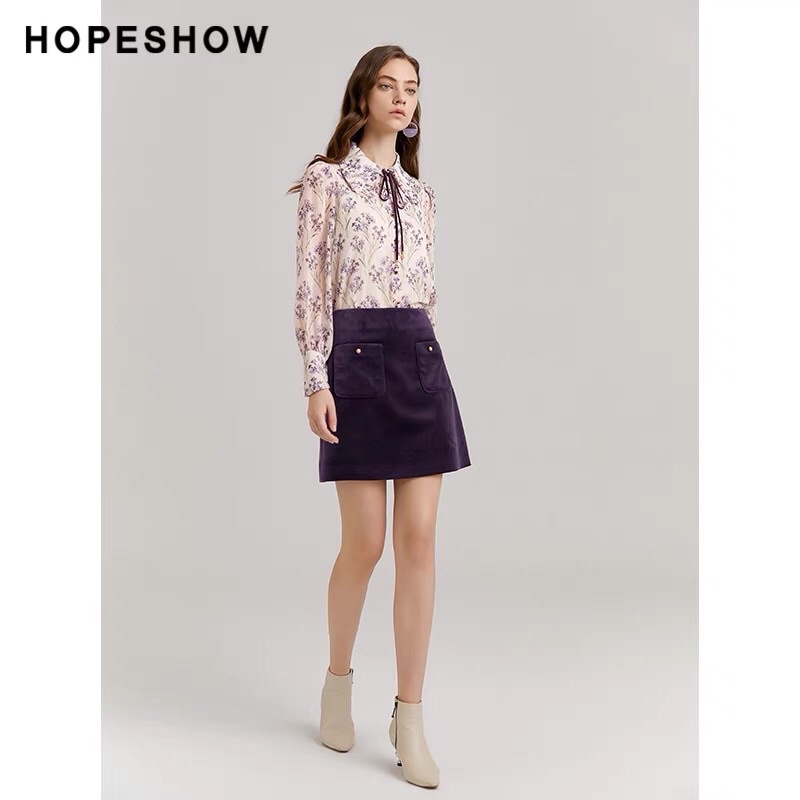 Chân váy nhung tím Hopeshow