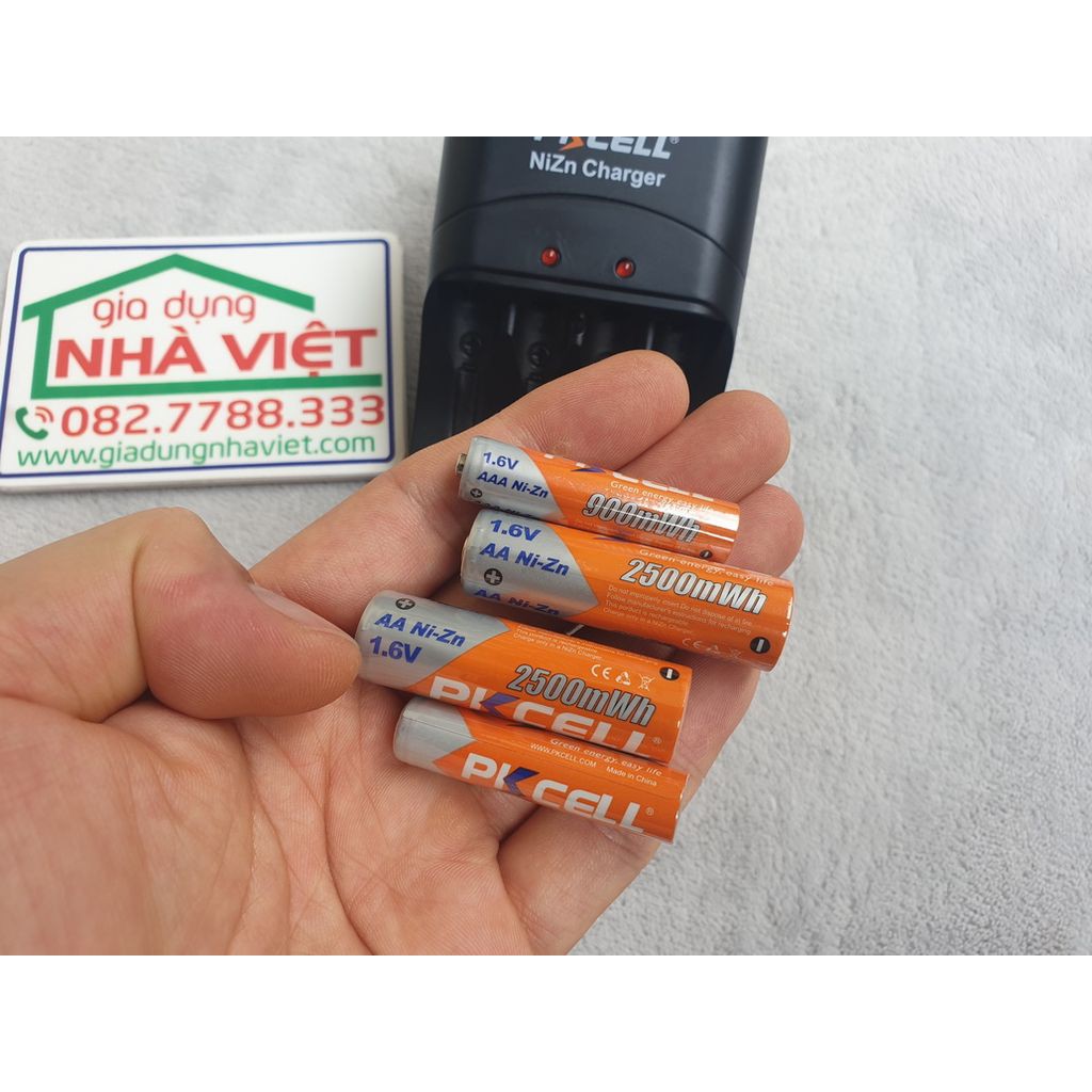 Bộ 2 pin đũa sạc Ni-Zn PkCell AAA 1.6V 900mWh