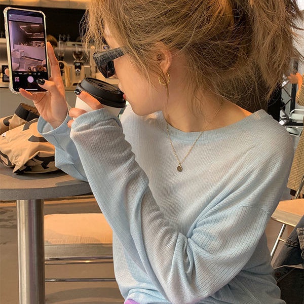 Áo Thun Thể Thao Tay Dài Chống Nắng Mỏng Nhẹ Thoáng Khí Màu Sắc Ngọt Ngào Thời Trang Cho Nữ 0728