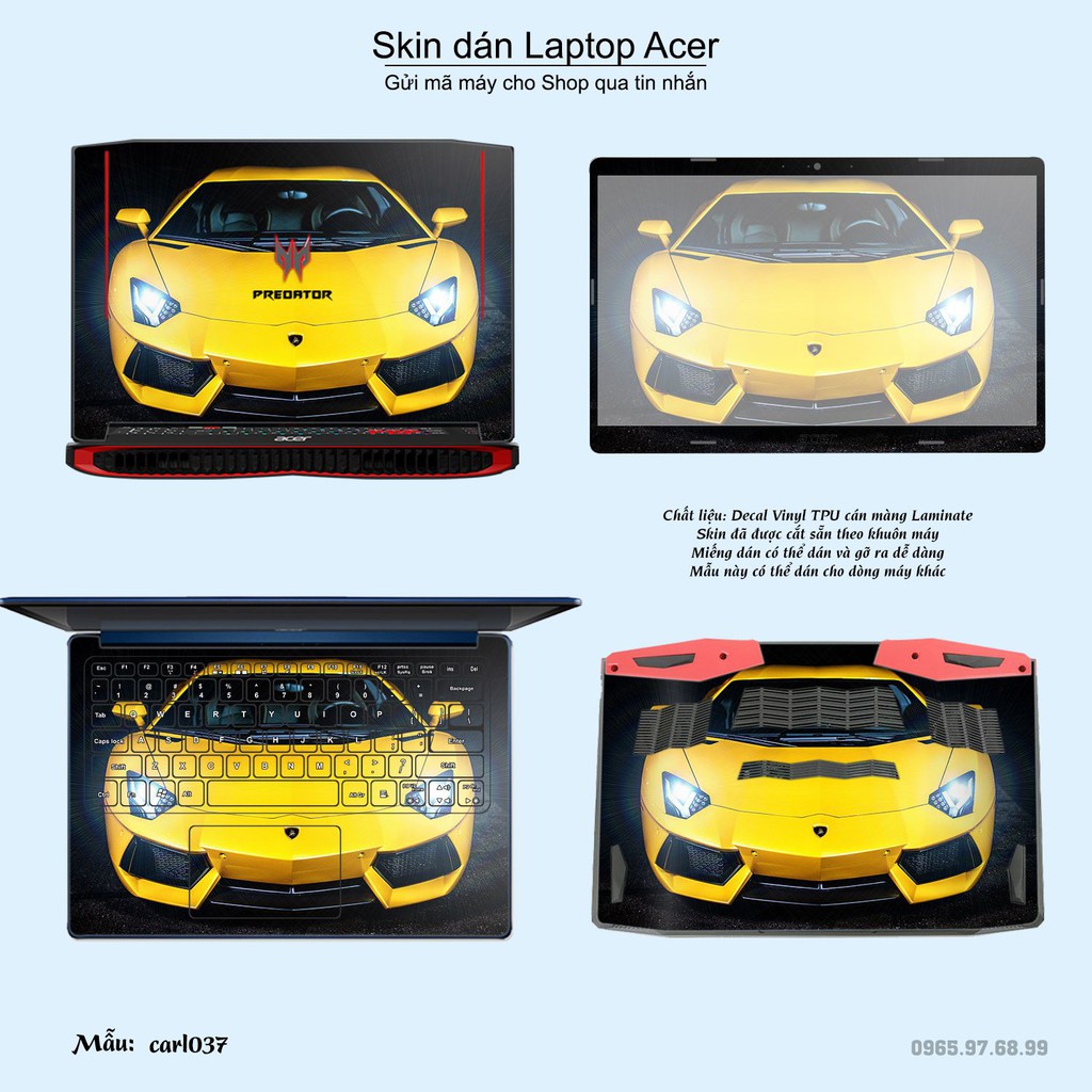 Skin dán Laptop Acer in hình xe hơi _nhiều mẫu 2 (inbox mã máy cho Shop)