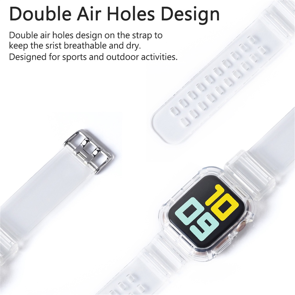 Dây Đeo Bằng Silicone Trong Suốt Cho Đồng Hồ Thông Minh Apple Watch 7 6 SE 5 4 3 2 1 iwatch 38 40 44 42 41 45mm