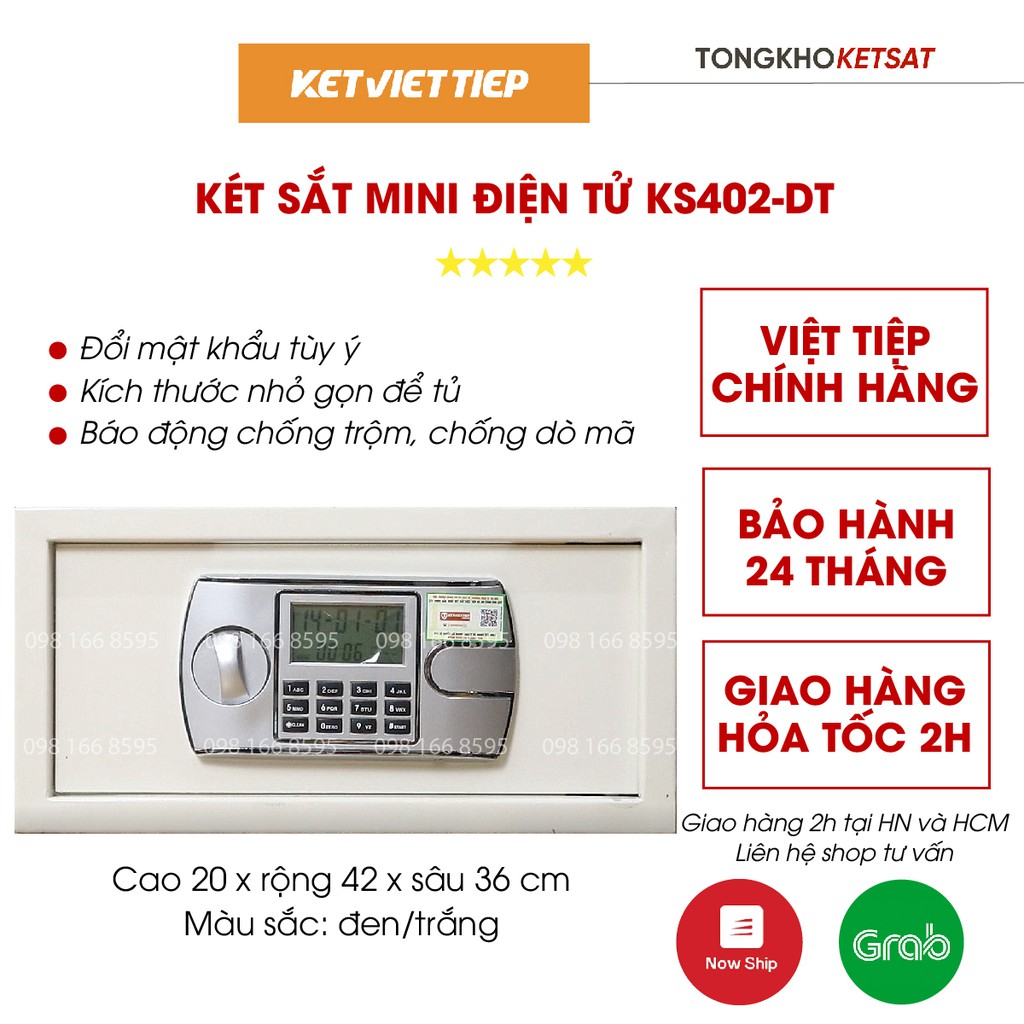 Két sắt khách sạn cao cấp KS402-DT Việt Tiệp khóa điện tử cỡ nhỏ mini để vừa tủ quần áo