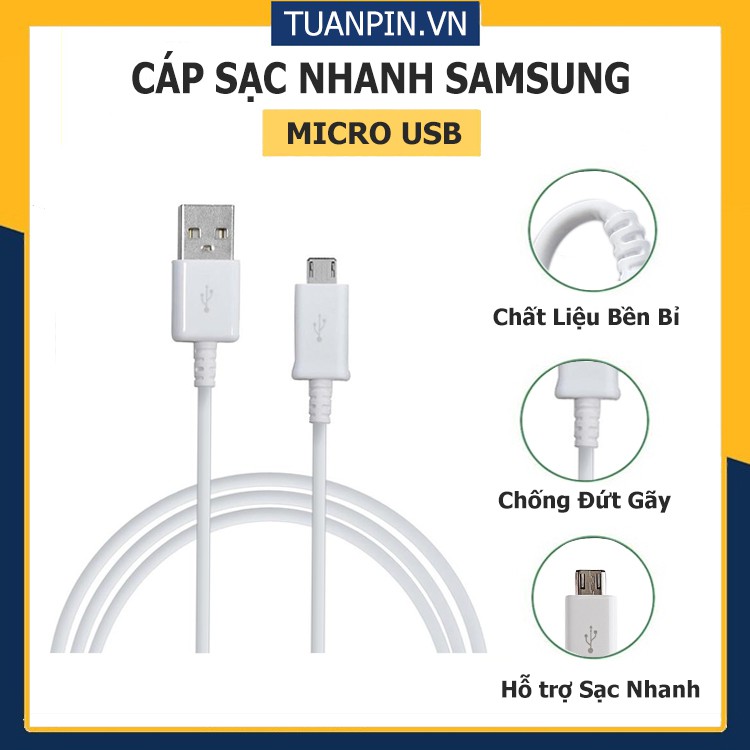 Cáp/Dây sạc nhanh Samsung Micro USB- Truyền dữ liệu cổng micro USB cho Samsung Xiaomi Huawei Android