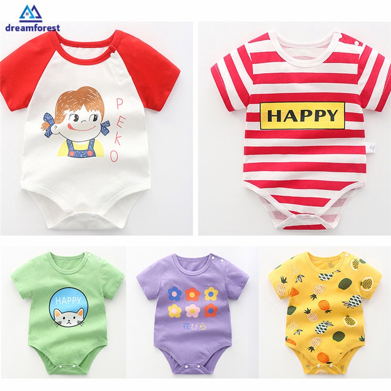 Áo bỉm liền quần vải cotton mùa hè dành cho em bé sơ sinh