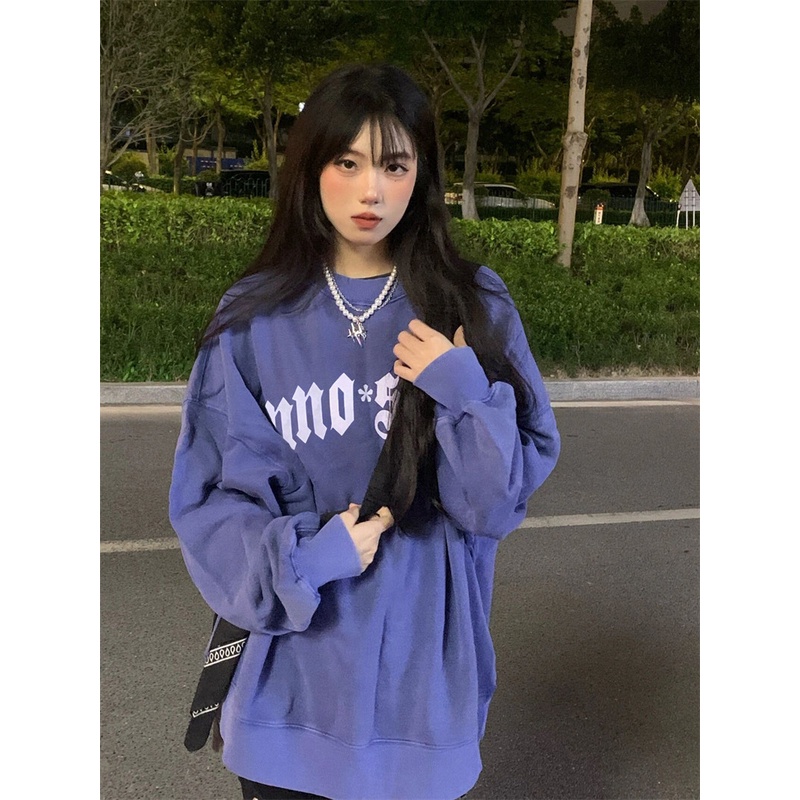 【ZHELIHANGFEI】Áo Thun Sweater Tay Dài Kiểu Mỹ Thiết Kế Trẻ Trung Cá Tính