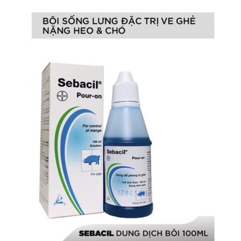 1 lọ SEBACIL của BAYER bôi sống lưng đặc tri ve ghẻ nặng cho heo và chó