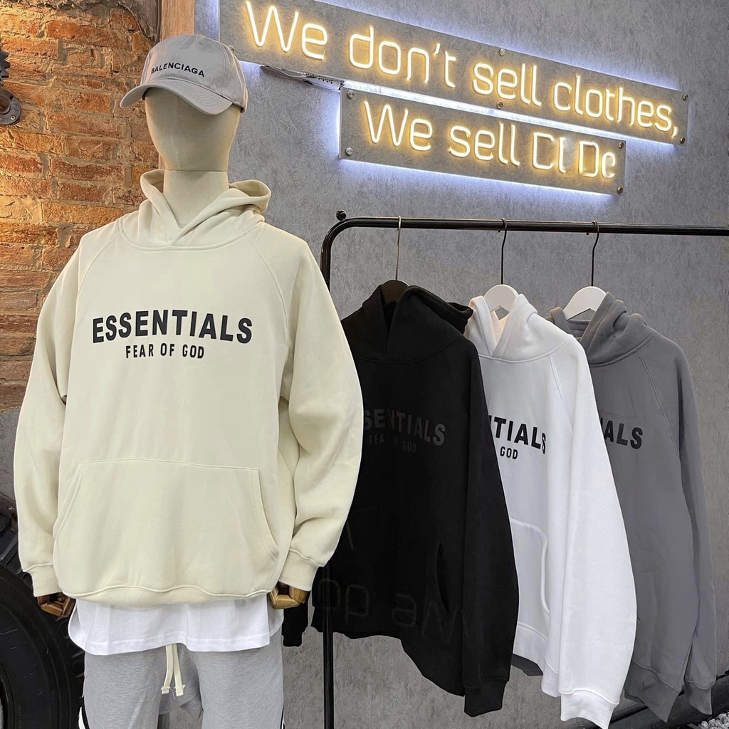 Áo hoodie Essentials in cao su khoác hoodie nỉ bông hàng cao cấp Ss2022