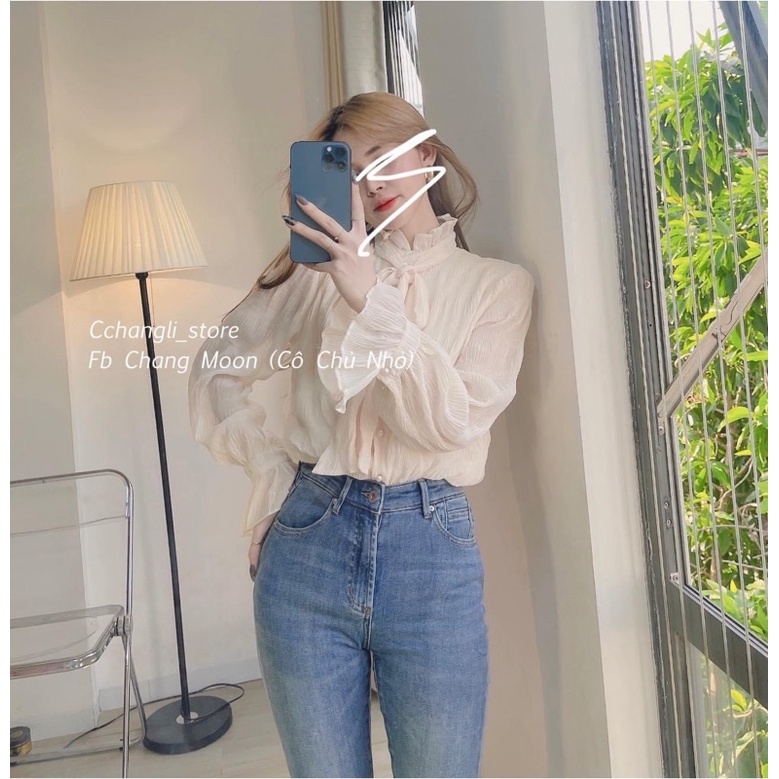 Áo sơ mi buộc nơ hàng quảng châu( ảnh thật shop chụp) | BigBuy360 - bigbuy360.vn