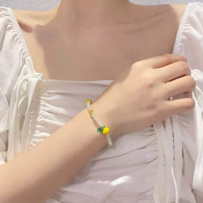 Vòng đeo tay kéo dài Hình dạng trái cây pha lê dễ thương Vòng tay đính cườm Vòng tay nữ thời trang Hàn Quốc