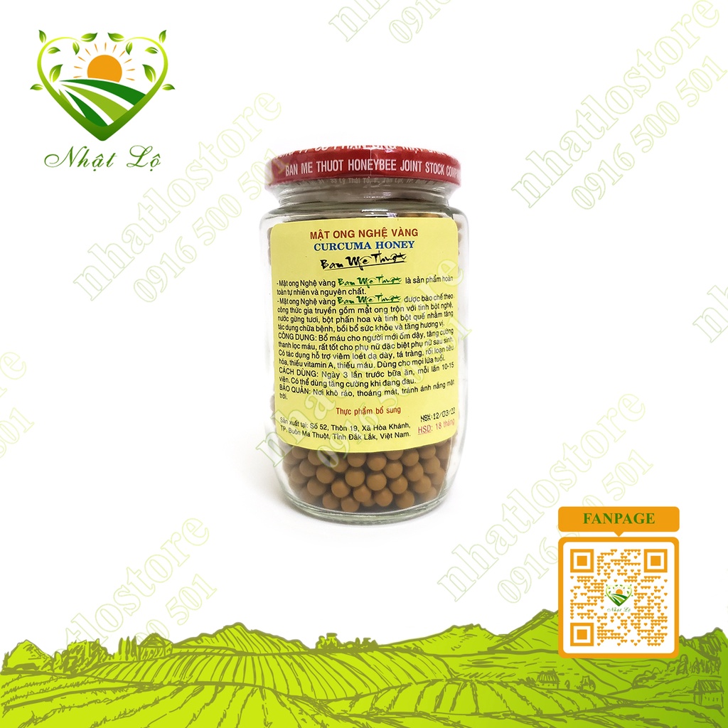 Viên nghệ mật ong vàng Ban Mê Thuột 250g, 100% từ thiên nhiên hỗ trợ tiêu hóa, tăng sức đề kháng Nhật Lộ