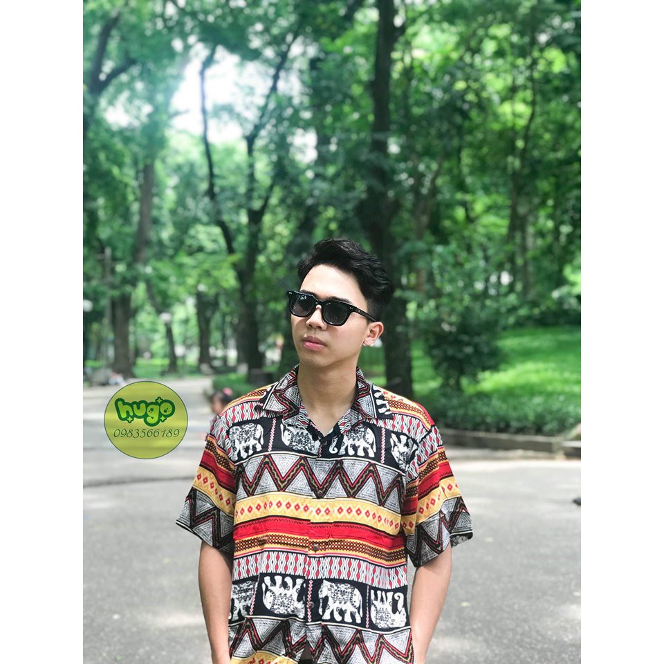 Áo thổ cẩm 🌈 Freeship 🌈 Áo sơ mi lanh thái hoạ tiết thổ cẩm phom to nhiều màu 2022