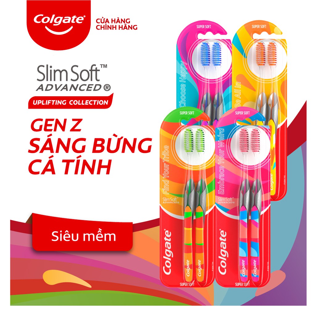 [Mã FMCGCO5 giảm 8% đơn 250K] Bộ 2 bàn chải Colgate Slimsoft GenZ 4 cá tính - Be All in