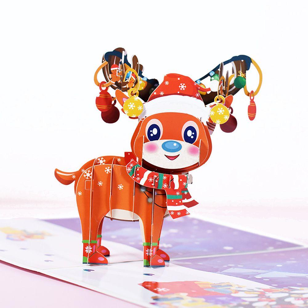 YNATURAL Thiệp Giáng Sinh Hình Người Tuyết, Tuần Lộc, Ông Già Nô En Với