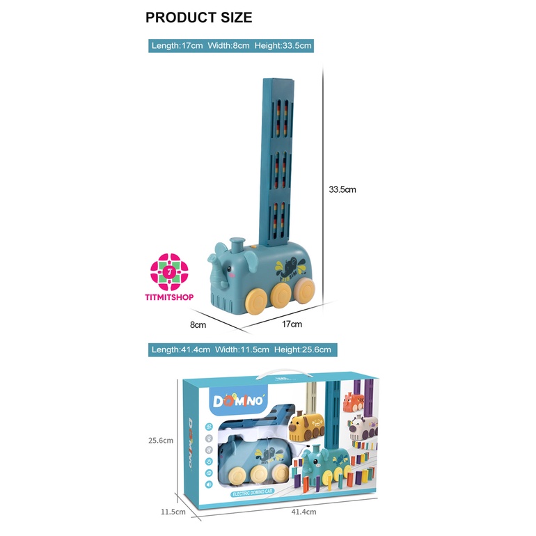 Bộ đồ chơi Domino xe lửa hình con voi khối xây dựng trí tuệ trẻ em lắp ráp tự động - TitMitShop