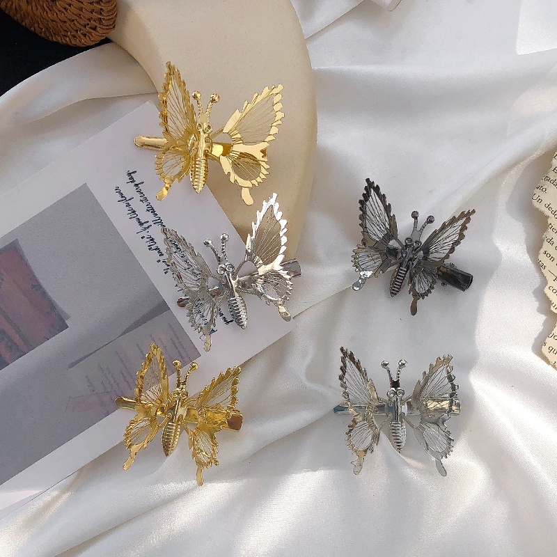 Kẹp tóc hình bướm 3d bằng kim loại phong cách Hàn Quốc cho nữ