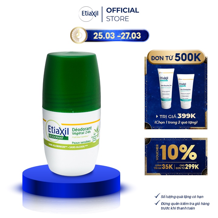 Lăn khử mùi Etiaxil chiết xuất nha đam 24h dịu nhẹ 50ml [date: 1.09.2023]