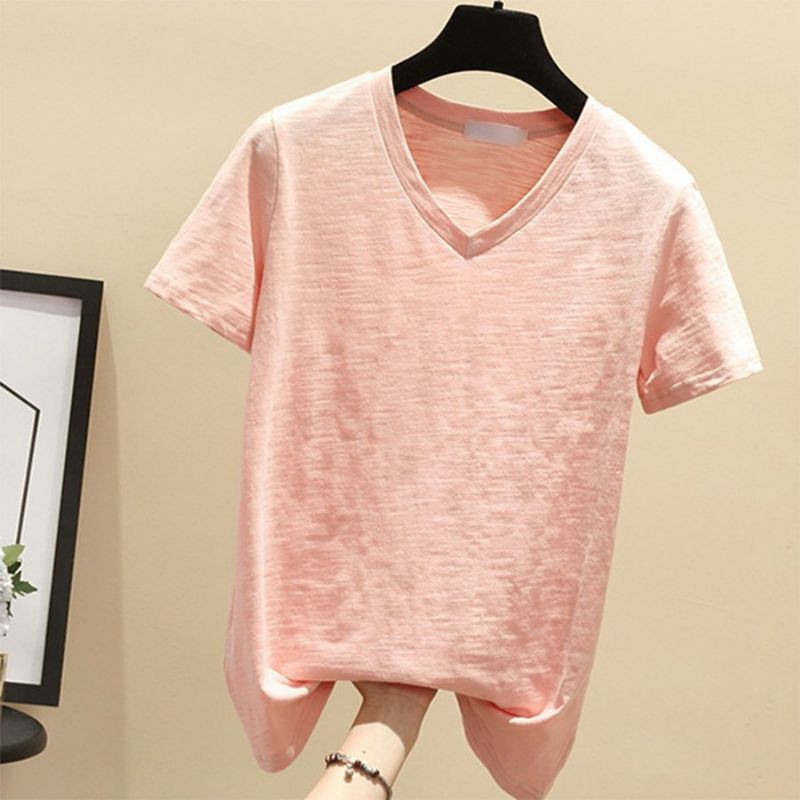 Áo thun xược cotton nữ cổ tim